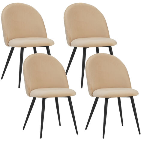 Albatros Esszimmerstühle mit Samt-Bezug 4er Set CAPO, Beige - Stilvolles Vintage Design, Eleganter Polsterstuhl am Esstisch - Küchenstuhl oder Stuhl Esszimmer mit hoher Belastbarkeit