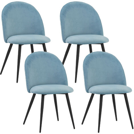 Albatros Esszimmerstühle mit Samt-Bezug 4er Set CAPO, Blau - Stilvolles Vintage Design, Eleganter Polsterstuhl am Esstisch - Küchenstuhl oder Stuhl Esszimmer mit hoher Belastbarkeit