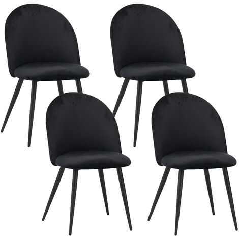 Albatros Esszimmerstühle mit Samt-Bezug 4er Set CAPO, Schwarz - Stilvolles Vintage Design, Eleganter Polsterstuhl am Esstisch - Küchenstuhl oder Stuhl Esszimmer mit hoher Belastbarkeit