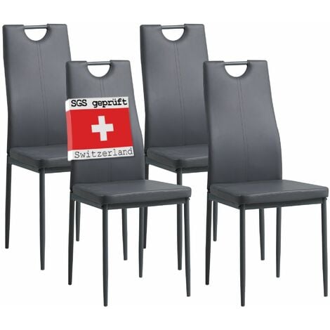 ALBATROS 4er Set, Grau - Edles Italienisches Design, Polsterstuhl Kunstleder-Bezug, Modern und Stilvoll am Esstisch - Küchenstuhl, Stuhl Esszimmer hohe Belastbarkeit