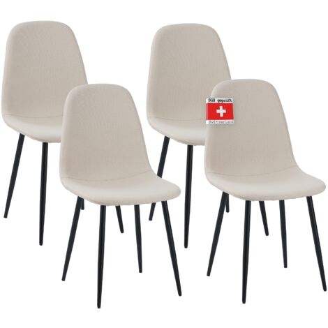 Albatros Esszimmerstuhl BARI mit Stoff Bezug, 4er Set Beige, stilvolles Vintage Design, belastbar mit 110Kg, Polsterstuhl - Moderner Küchenstuhl