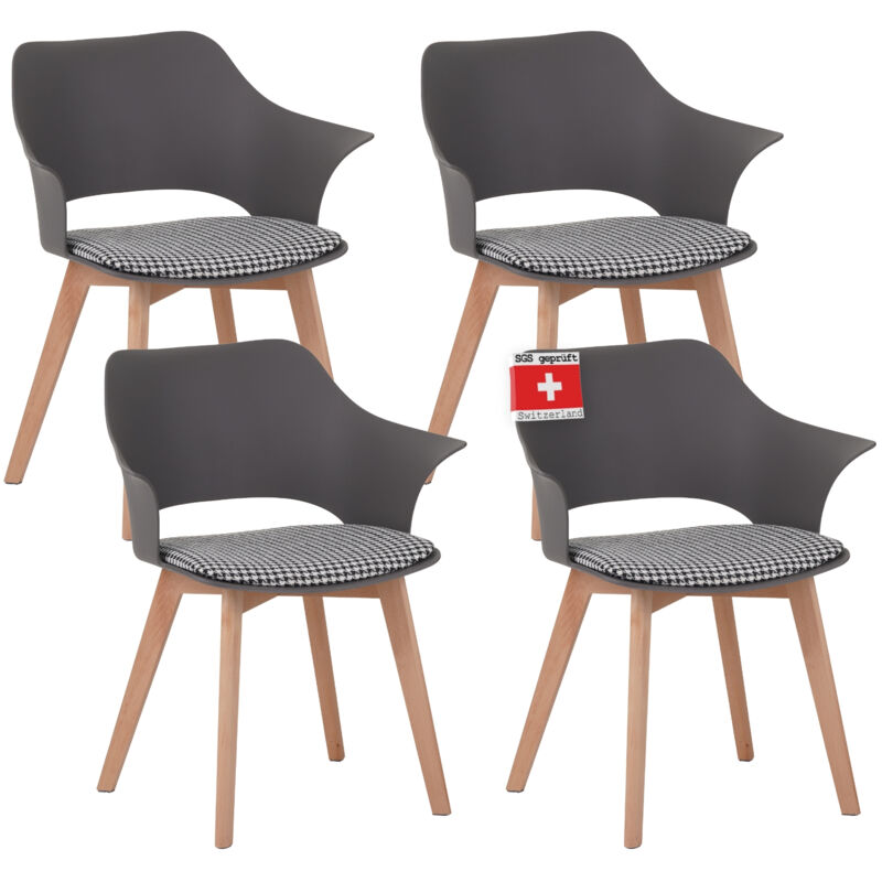 Albatros Esszimmerstühle 4er Set Aalborg, Grau - Beine Aus Buche Massiv-holz, Skandinavisches Retro-design, Bequemer Schalenstuhl - Eleganter Küchenstuhl,