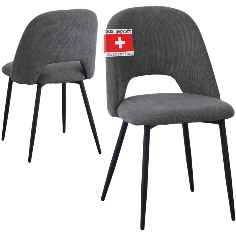 Albatros Esszimmerstühle Mit Cord-bezug 2er Set Silvi, Grau- Stilvolles Vintage Design, Cord-bezug, Sgs Geprüfter Polsterstuhl - Moderner Küchenstuhl, Stuhl