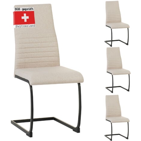 ALBATROS Freischwinger Stuhl TURANO 4er Set, Beige- Esszimmerstuhl Schwingstuhl mit Modernem Design, Stoff-Bezug, Dicke Polsterung - Küchenstuhl, Polster-Stuhl Esszimmer, Esstisch Stuhl