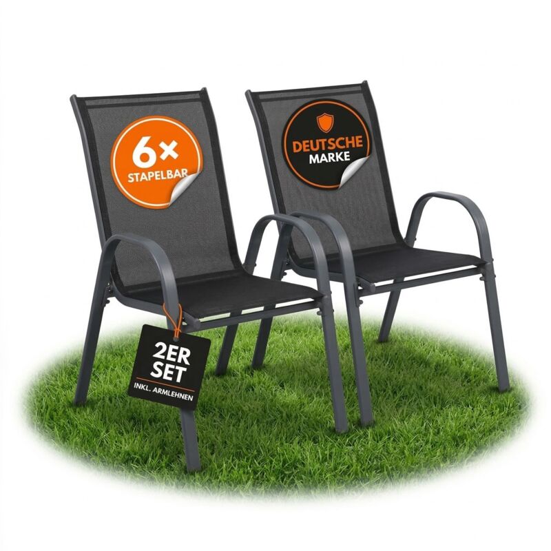 Albatros Gartenstühle 2er Set Kuba – Gartenstühle Stapelbar Mit Robustem Metallgestell Und Hoher Belastbarkeit – Bequeme Stapelstühle Auch Als