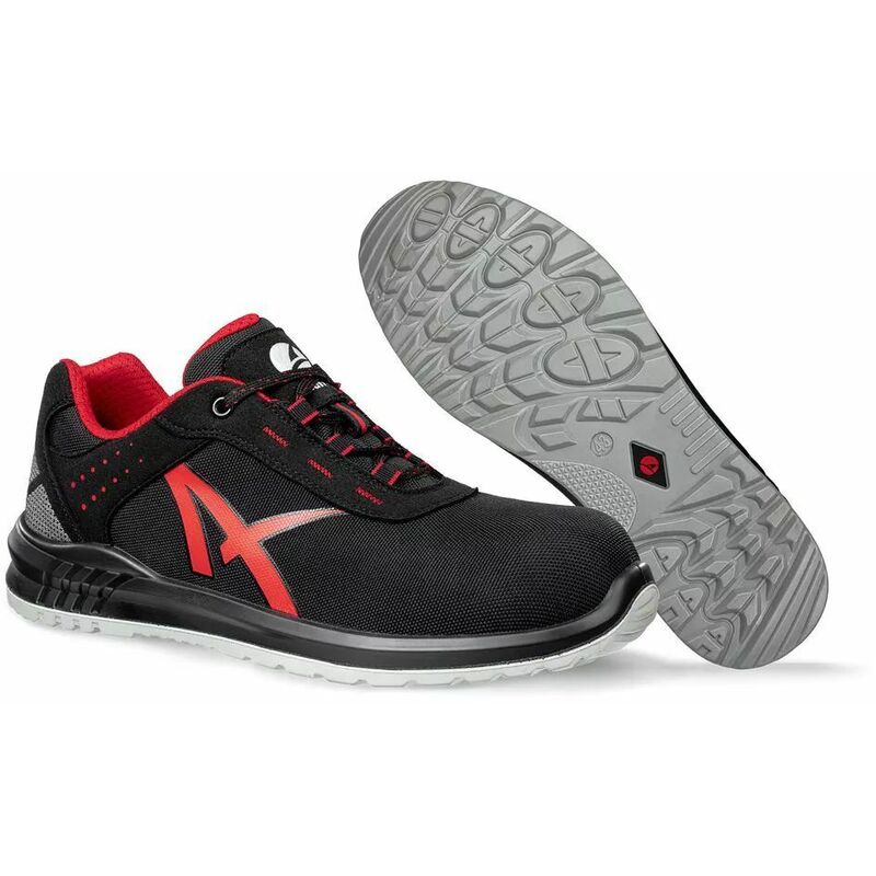 Image of Grid low S3 src scarpe da ginnastica di sicurezza vegane senza metallo Nero / Rosso 37 - Nero / Rosso - Albatros