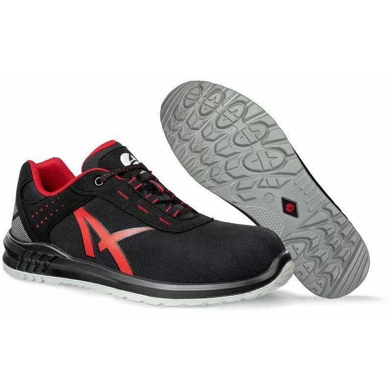 Image of Grid low S3 src scarpe da ginnastica di sicurezza vegane senza metallo Nero / Rosso 36 - Nero / Rosso - Albatros
