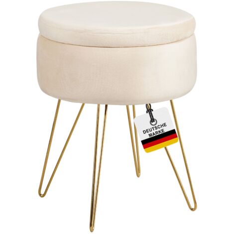 Albatros Hocker mit Stauraum Cannes Sitzhocker mit Stauraum, Modernes Design, Edler Samt-Bezug  Sitztruhe Sitzbank mit Stauraum  optimal als Fußhocker Hocker Schminktisch, Beige