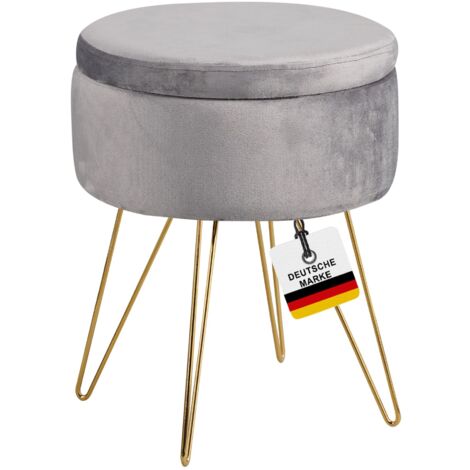 Albatros Hocker mit Stauraum Cannes Sitzhocker mit Stauraum, Modernes Design, Edler Samt-Bezug Sitztruhe Sitzbank mit Stauraum  optimal als Fußhocker Hocker Schminktisch, Grau