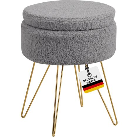 Albatros Hocker mit Stauraum Cannes Sitzhocker mit Stauraum, Modernes Design, Edler Sherpa-Bezug Sitztruhe Sitzbank mit Stauraum  optimal als Fußhocker Hocker Schminktisch, Grau