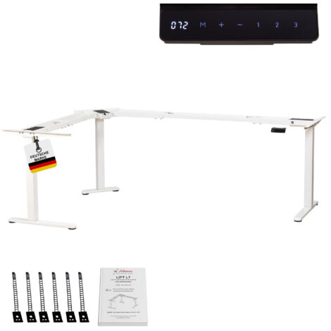 Albatros LIFT L7W Gestell für Eckschreibtisch Höhenverstellbar Elektrisch weiß - Winkelschreibtisch Memoryfunktion-Schreibtischgestell Höhenverstellbar Elektrisch, Stufenlos