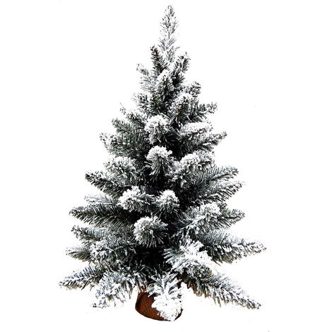 Alberello albero di natale innevato artificiale mini albero H 45 cm con base