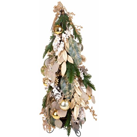 Alberello di Natale con bacche e sfere oro decorazione per interno Verde h 70 cm