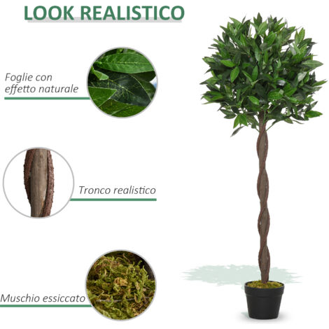 Alberi artificiali di alloro topiary con vaso, set da 2, 120 cm/4 piedi, piante verdi da interno per casa, ufficio, giardino, decorazione.
