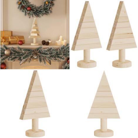 Alberi di Natale Decorativi in Legno 2pz 30cm Massello di Pino - Decorazione in legno - Albero di Natale decorativo