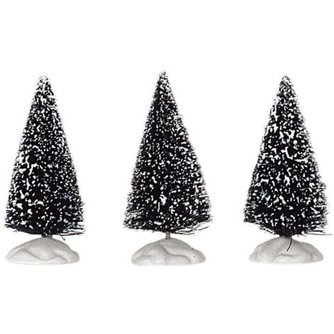 Alberi di Natale innevati, accessori per villaggio di Natale in poliestere, set da 3