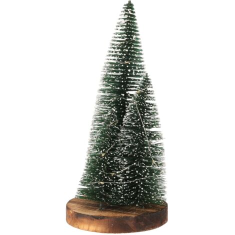 Alberi di Natale su base, con led luminosi e timer, color verde, set da 3 pezzi -30 cm