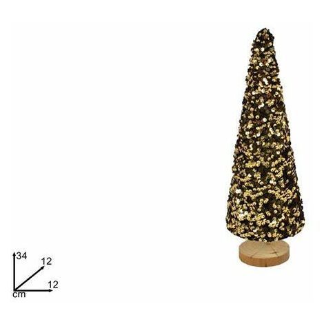 ALBERO 34CM NERO ORO C/PAILLETTE