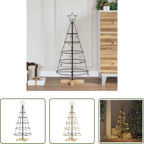 Albero a Cono -  Albero a Cono di Natale con supporto Nero 90 cm Acciaio