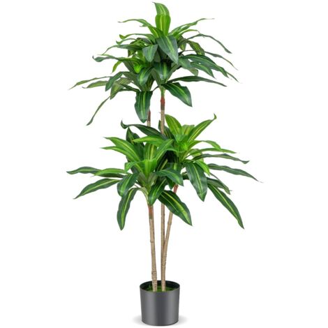 Albero artificiale 140cm con 92 foglie e vaso di cemento incorporato