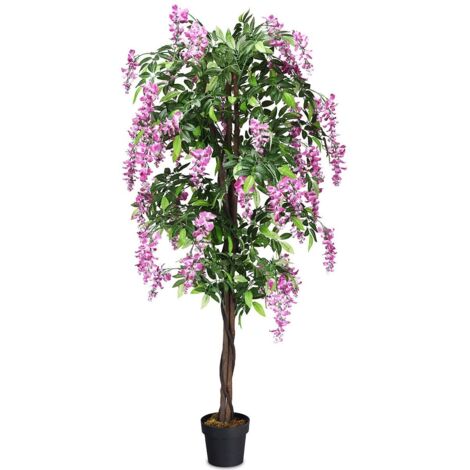 Albero artificiale con fiori glicine 180cm in vaso per arredo interno