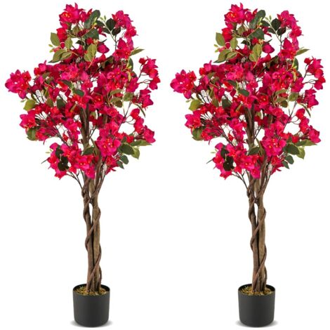 Albero artificiale di bougainvillea 120cm con 360 fiori e 40 foglie Rosa 2 Confezione