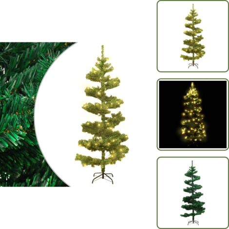 Albero Artificiale - vidaXL Albero di Natale Preilluminato con Vaso Verde 150 cm in PVC - Albero a Spirale