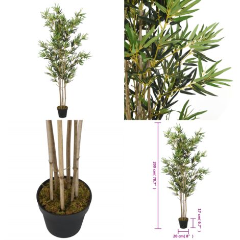 Albero Bambù Artificiale 1380 Foglie 200 cm Verde - Bambù artificiale - Pianta artificiale