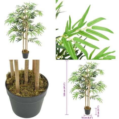 Albero Bambù Artificiale 730 Foglie 120 cm Verde - Bambù artificiale - Pianta artificiale