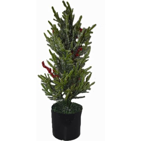 Albero con bacche rosse innevato palline decorazioni di natale addobbi natalizi pianta artificiale per casa ornamento negozi