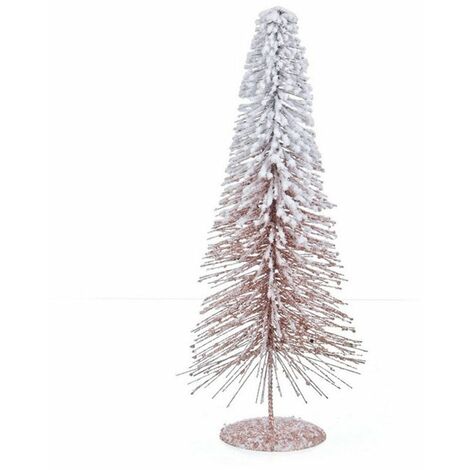 Albero Cono Freezy Rosa alberello natalizio pino innevato di Natale in PVC h 40 cm