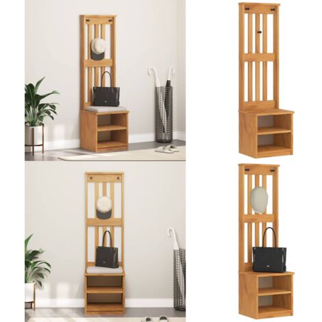 Albero da Ingresso SANDNES 45x40x159,5 cm in Legno di Pino - Mobile da ingresso - Armadio da ingresso