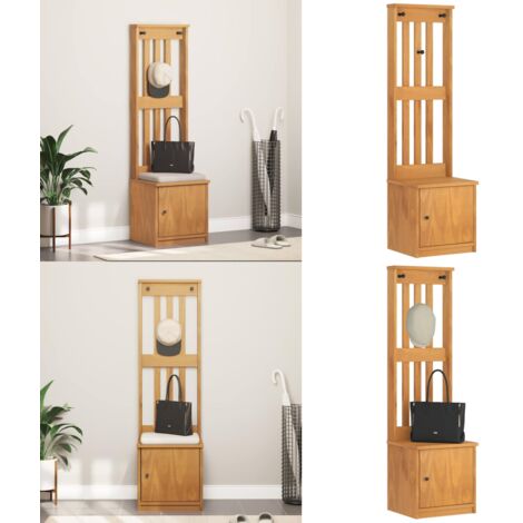 Albero da Ingresso SANDNES 45x40x159,5 cm in Legno di Pino - Panca da ingresso - Armadio da ingresso