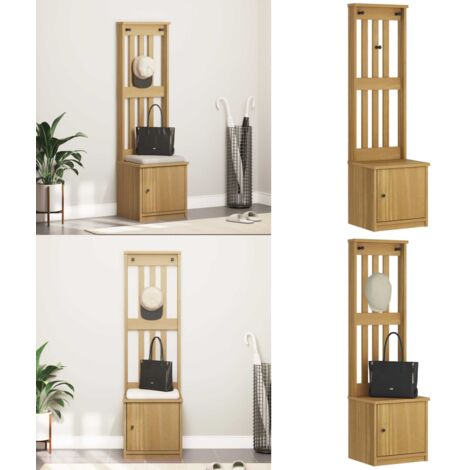 Albero da Ingresso SANDNES 45x40x159,5 cm in Legno di Pino - Panca da ingresso - Armadio da ingresso