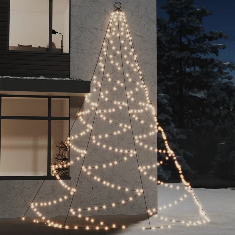 Albero da Parete con Gancio Metallico 720 led Bianco Caldo 5 m