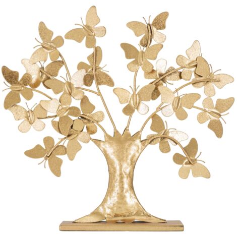 Albero della Vita con Farfalle Glam 31x8x30 cm in Ferro Oro