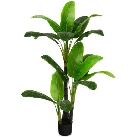 Albero di areca artificiale con supporto in cemento 18 foglie in plastica PE e 3 rami