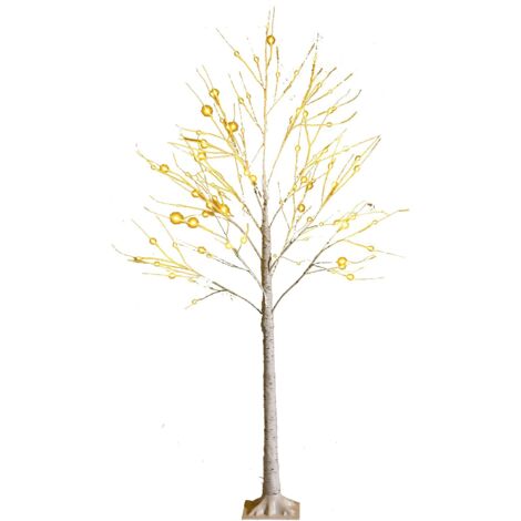 Albero di betulla illuminato bianco120/180CM, albero di betulla artificiale con 48 / 96 luci LED calde e bianche, decorazione natalizia per interno per uso commerciale e domestico (120CM)