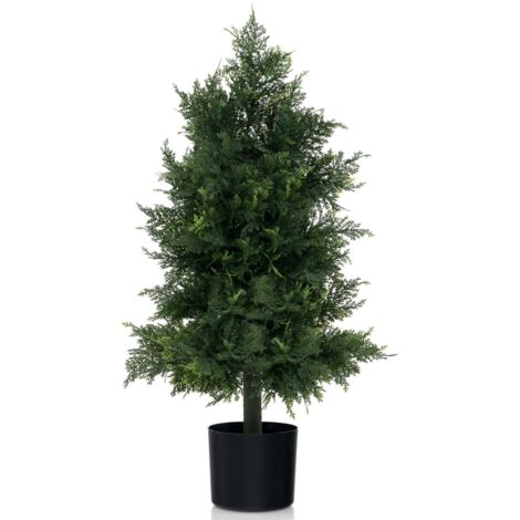 Albero di cedro artificiale con vaso in plastica foglie non-scolorenti