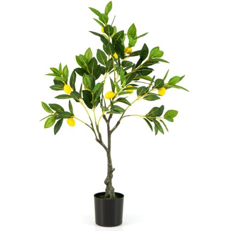 Albero di limone artificiale 80cm con frutti e vaso di cemento