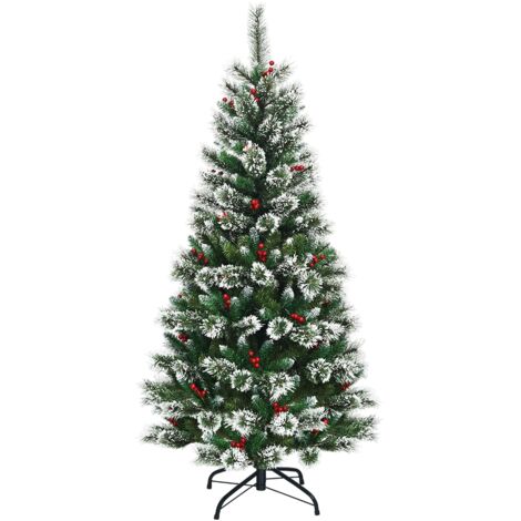 Albero di Natale 180cm innevato non illuminato Abete con bacche rosse