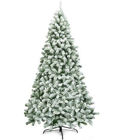 Albero di Natale 225cm con 1364 rami abete innevato base metallica solida