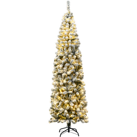 Albero di Natale 225cm con aghi in PVC base pieghevole in metallo luci LED