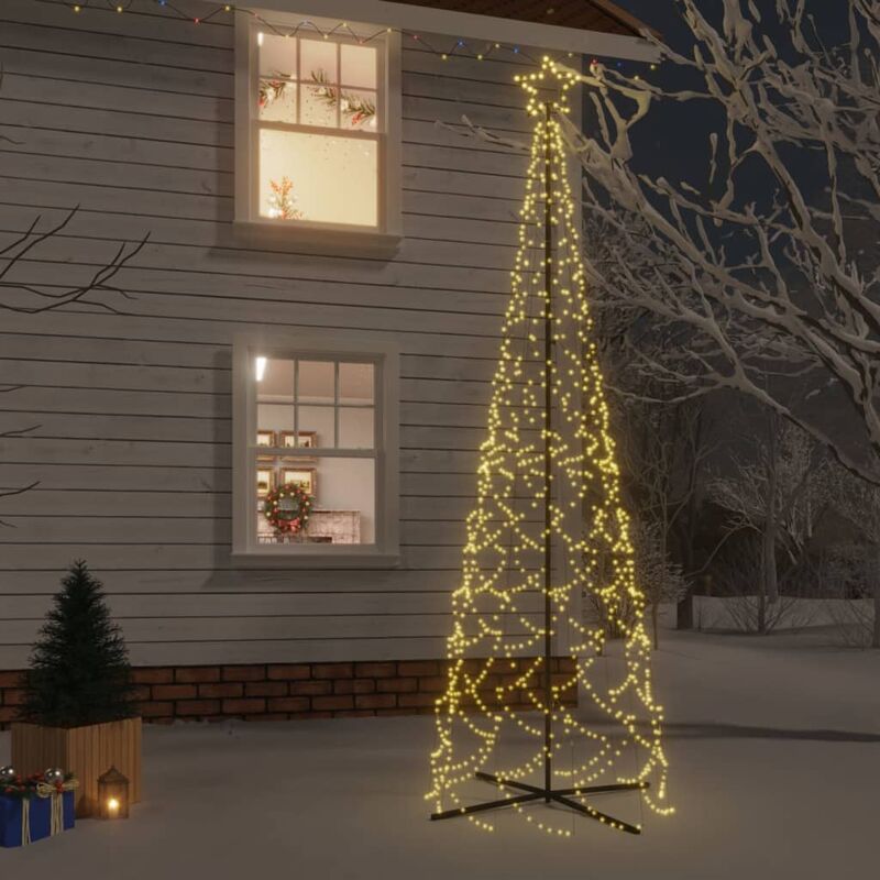 Image of Albero di Natale a Cono Bianco Caldo 500 LED,Albero effetto Realistico,Decorazioni natalizie 100x300 cm CNWI234847 Maisonchic