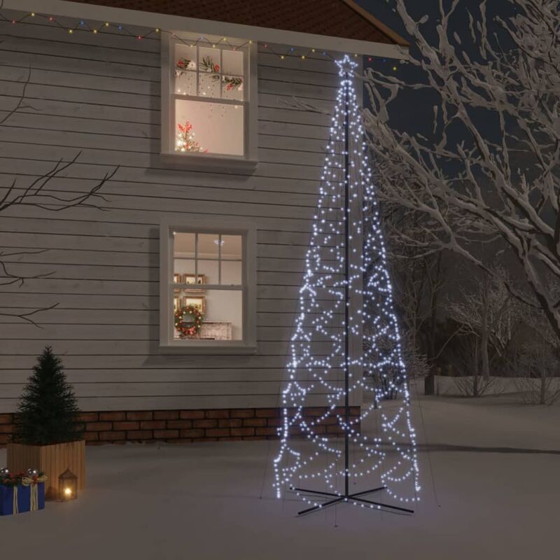 Image of Albero di Natale a Cono Bianco Freddo 1400 LED,Albero effetto Realistico,Decorazioni natalizie 160x500 cm CNWI376959 Maisonchic