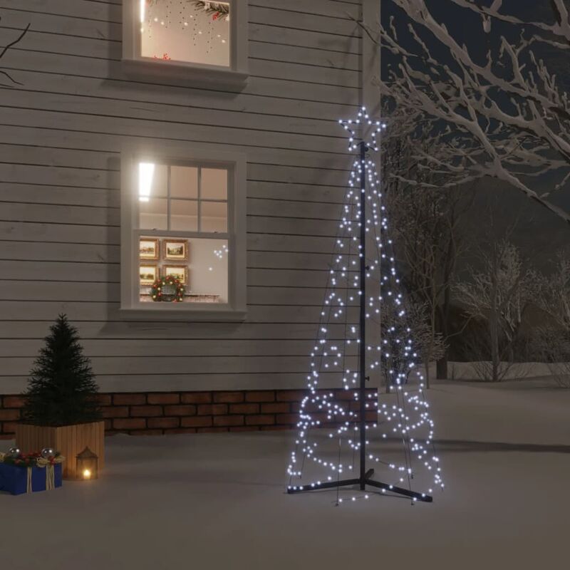Image of Albero di Natale a Cono Bianco Freddo 200 LED,Albero effetto Realistico,Decorazioni natalizie 70x180 cm CNWI236339 Maisonchic