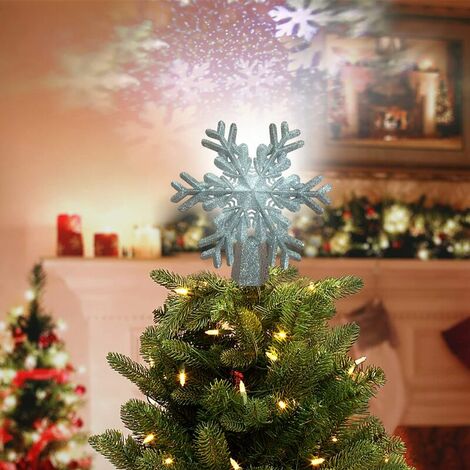 Albero di Natale a forma di stella, lampada per proiettore a LED Puntale per albero con fiocco di neve/Cupper per albero di Natale/Luce per decorazioni natalizie (Argento) Diventa ricco