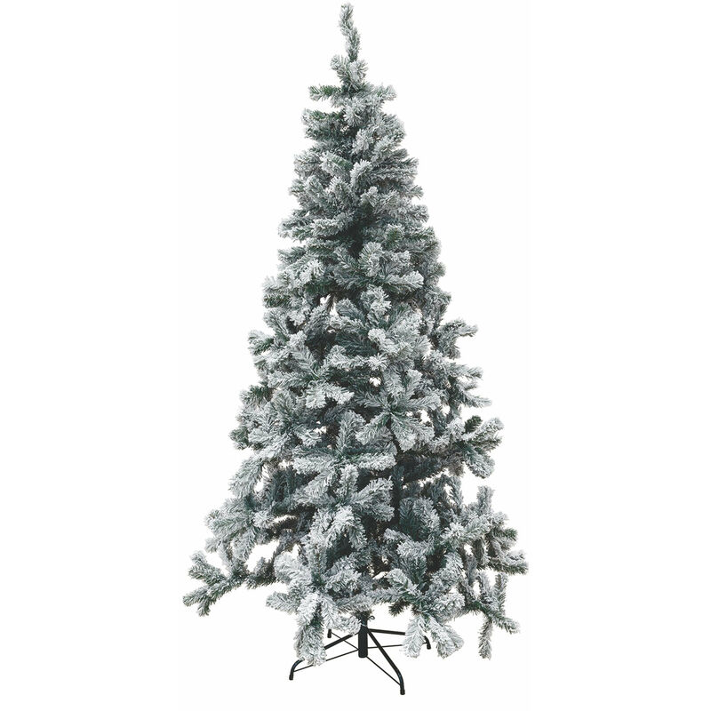 Galileo - Albero di natale abete verde innevato in pvc - Altezza 180 cm - 500 rami