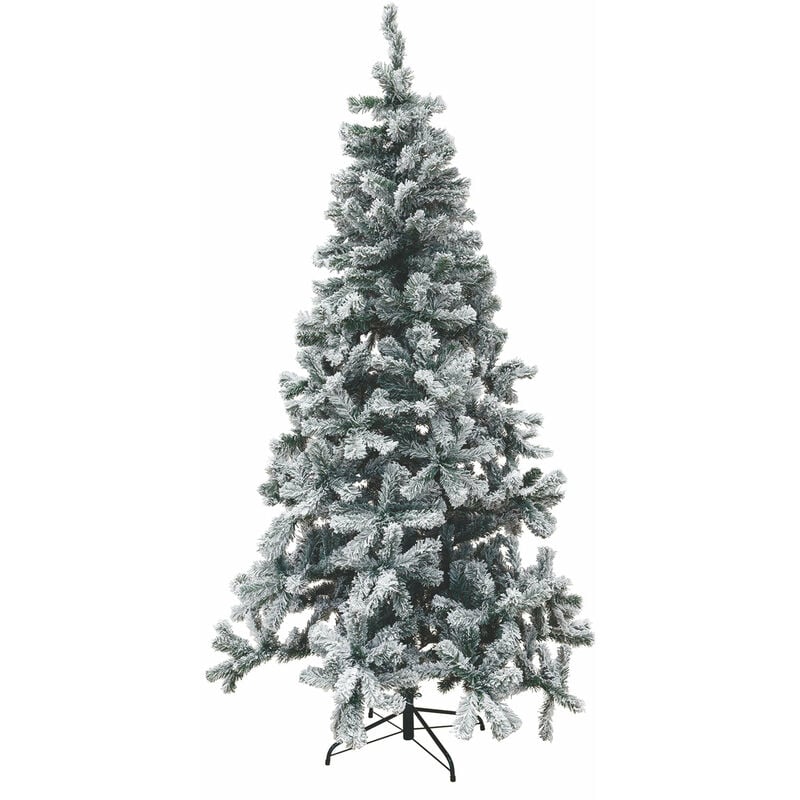 Galileo - Albero di natale abete verde innevato in pvc - Altezza 210 cm - 748 rami