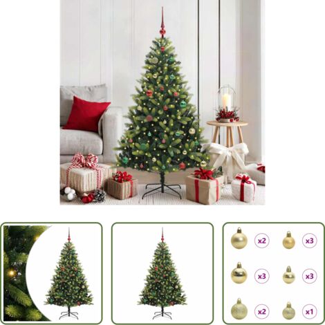 Albero di Natale -  Albero di Natale Artificiale Pieghevole 150 LED Verde 150 cm